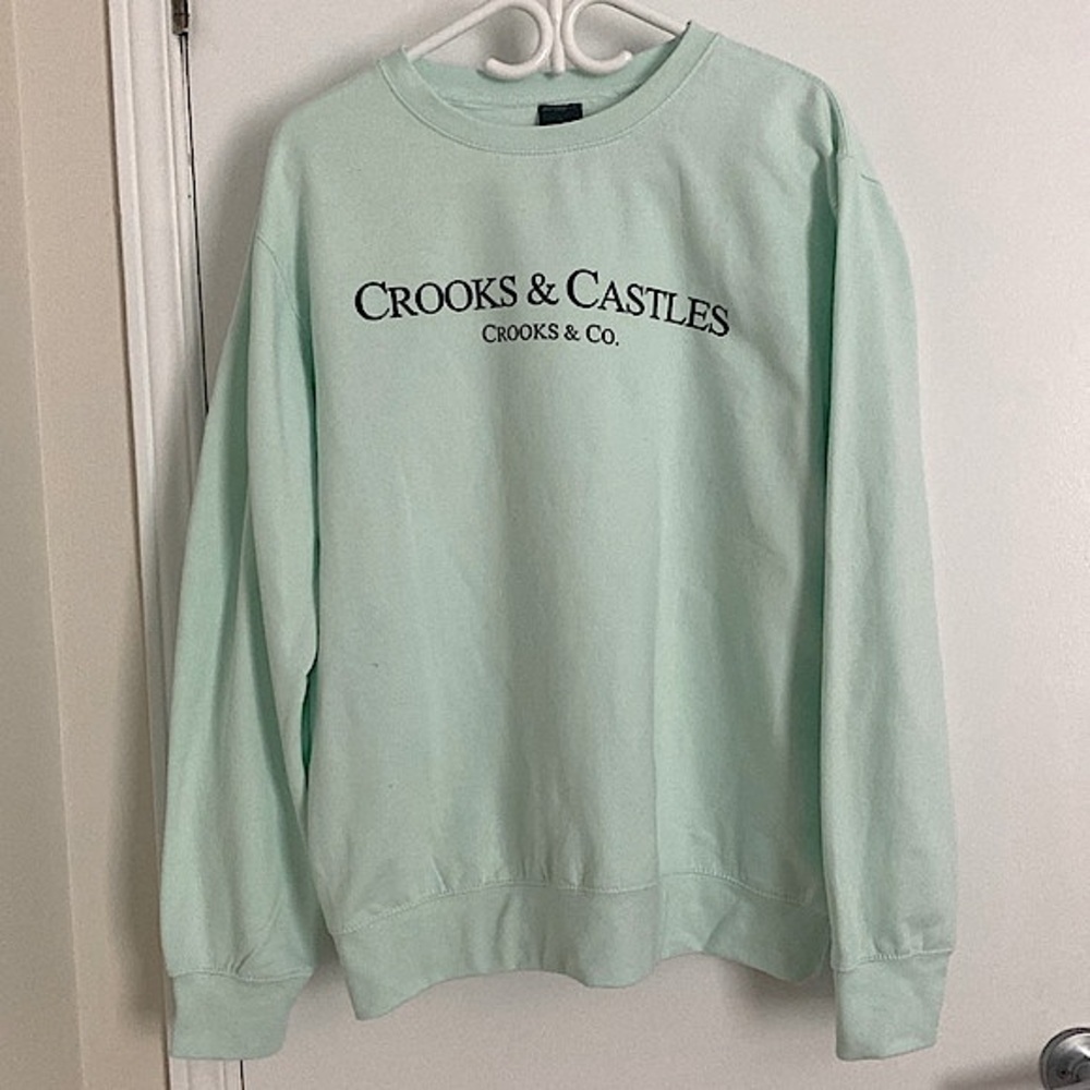 Crooks & Castles light green mint size Large sweatshirt crew neck Relaxed